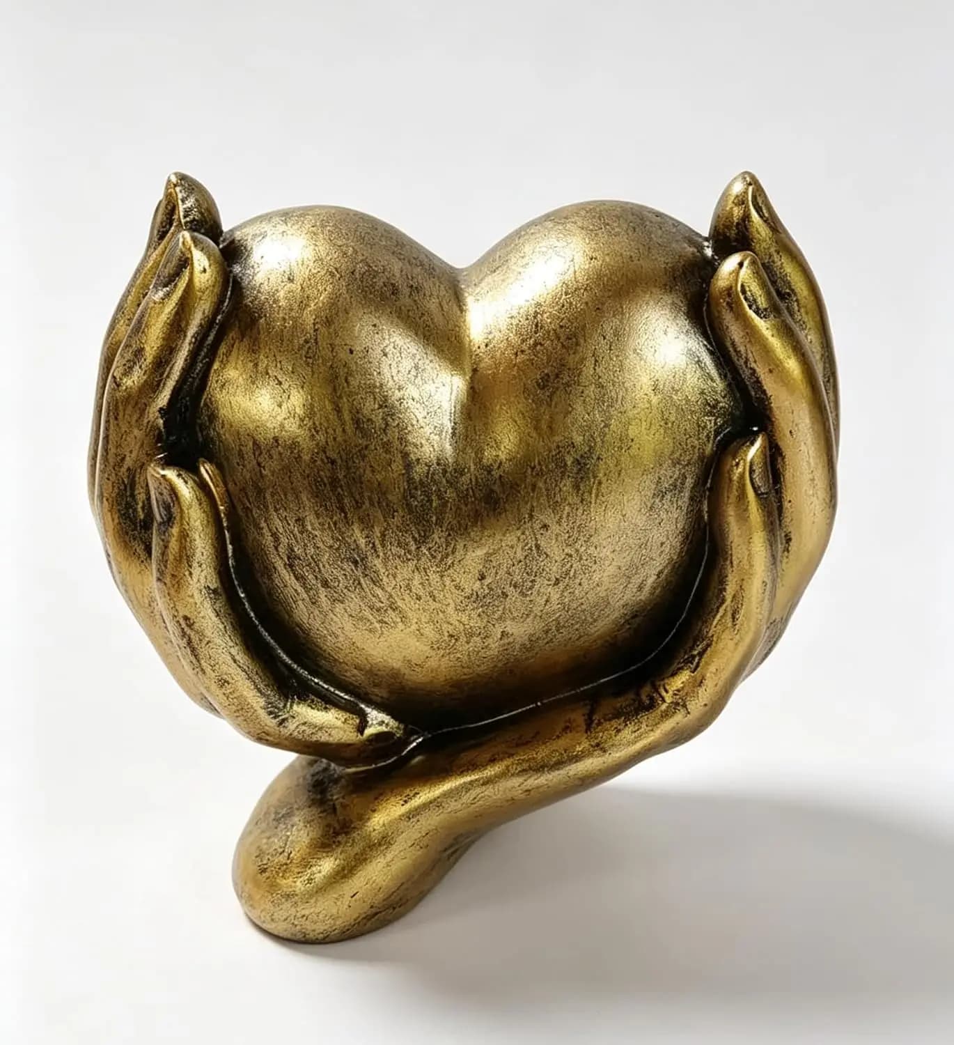 Large Gold Heart Shape Hands Gesture Statue for Home | heart shaped hands sculpture