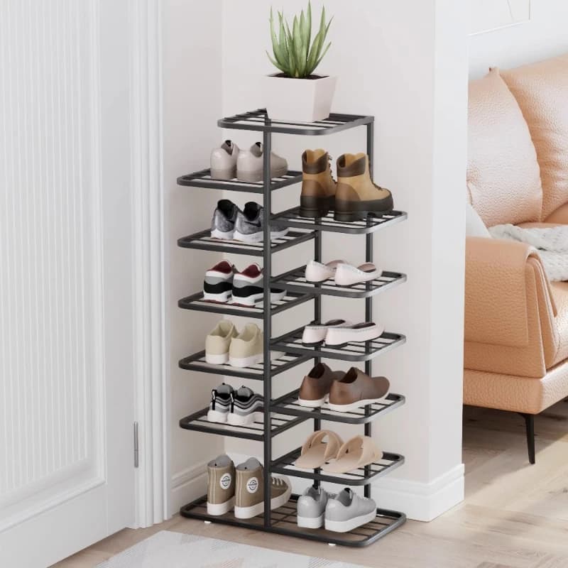 ndoor simple shoe shelf wrought iron small apartment household shoe racks large-capacity staggered zapateros home furniture