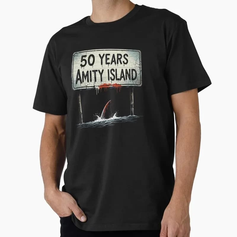 Jaws Horror Movie Halloween Gift T Shirt 0907 Vintage Amity Island Great White Shark Graphic Tops Short Sleeve Unisex Streetwear