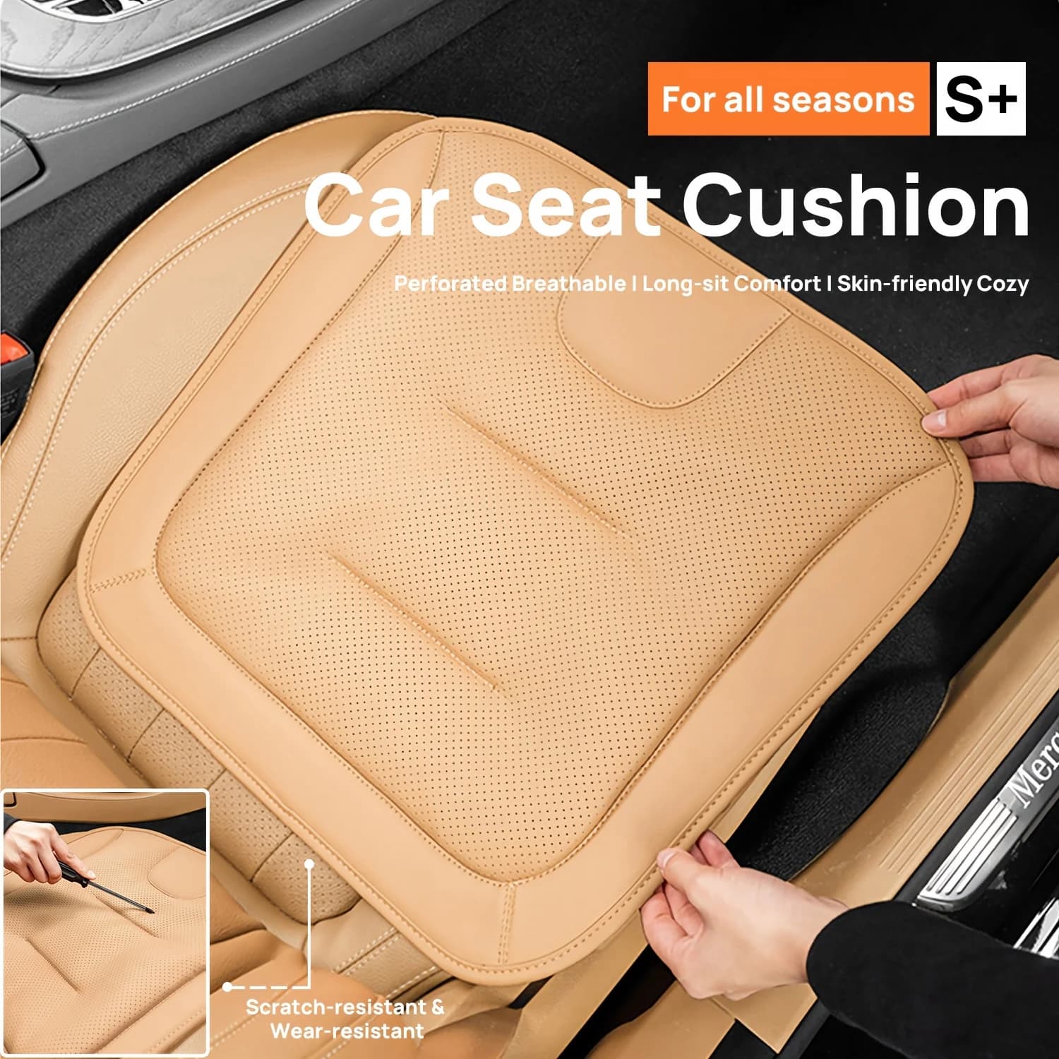 Four-Season Universal Car Seat Cushion Non-slip Breathable Nappa Leather Car Seat Protection Pad Cover Interior Accessories