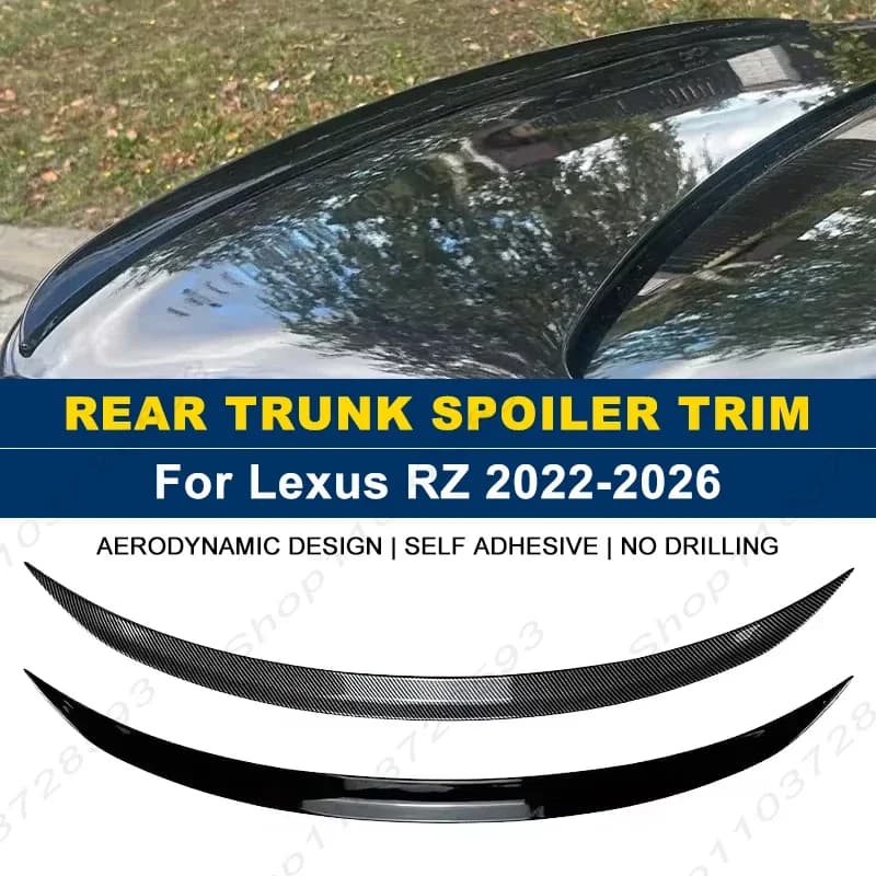 For Lexus Accessories RZ 2022-2026 Car Rear Trunk Boot Spoiler Wing Lip Body Kits Gloss Black Soft Plastic