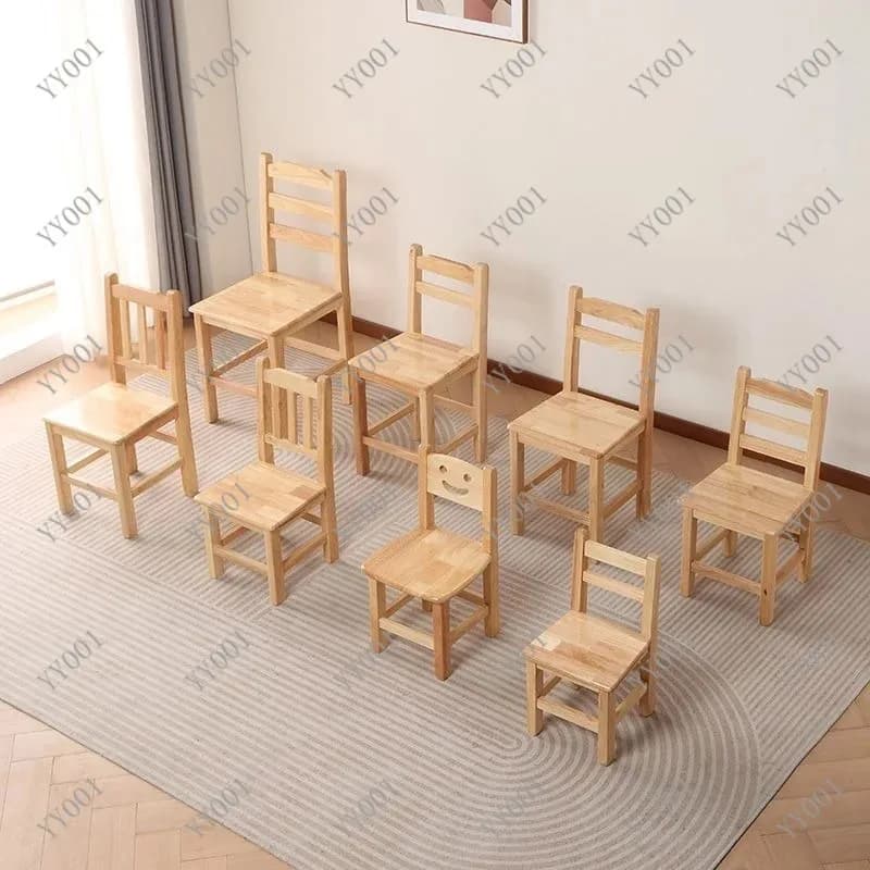 Solid Wood Stool with Backrest, Multifunctional Low Seat for Home, Kindergarten and Restaurant