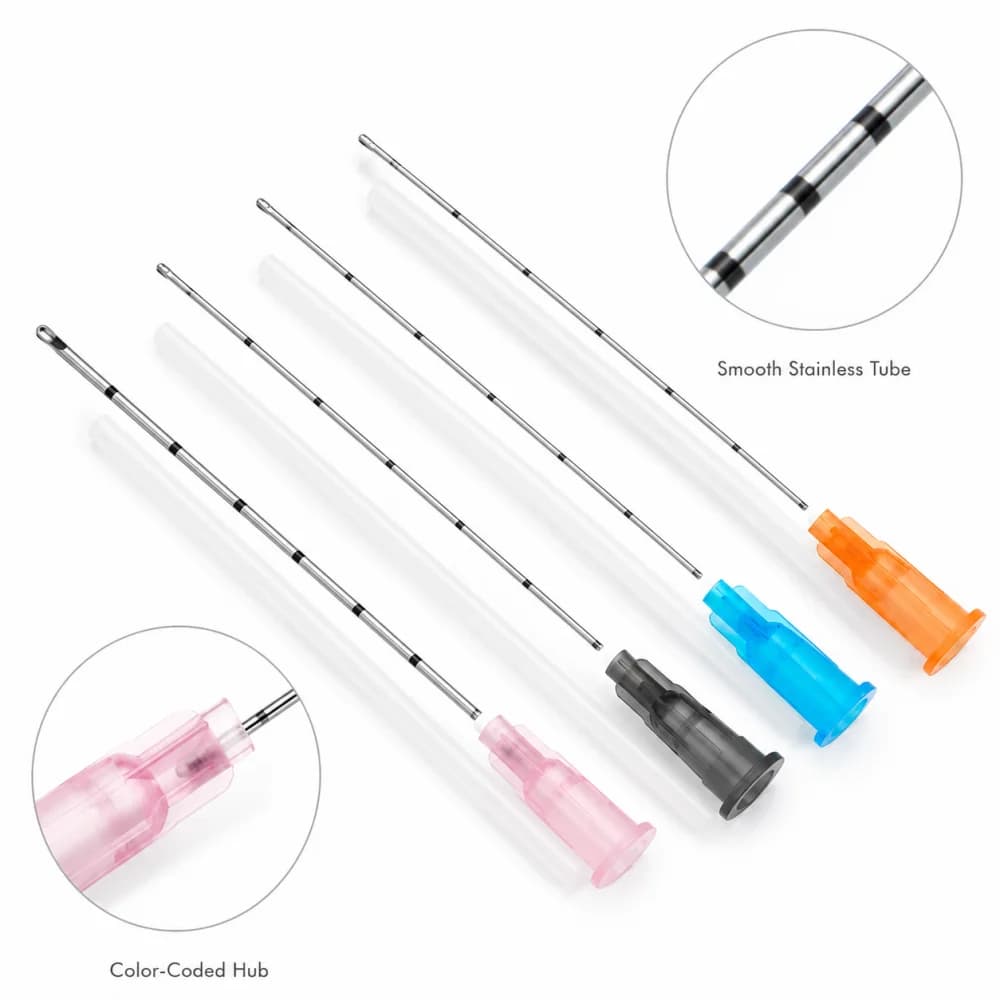 Disposable Blunt Tip Micro Cannula for Aesthetic Dermal Filler Injection 18G-30G 25mm-70mm Sterile Filler Cannula Needles