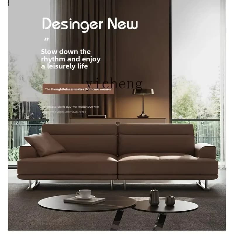 First-layer Cowhide Leather Sofa Three-person Leather Full Leather Sofa Minimalist SofaD18