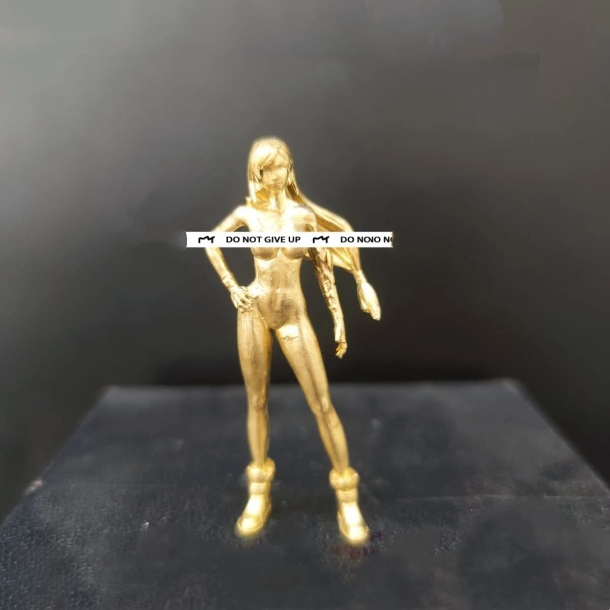 Copper Mini Anime Statue - Long Hair Female Character Collectible Figurine | Desk Decor, Tiny Home Ornament, Desk Accessory​