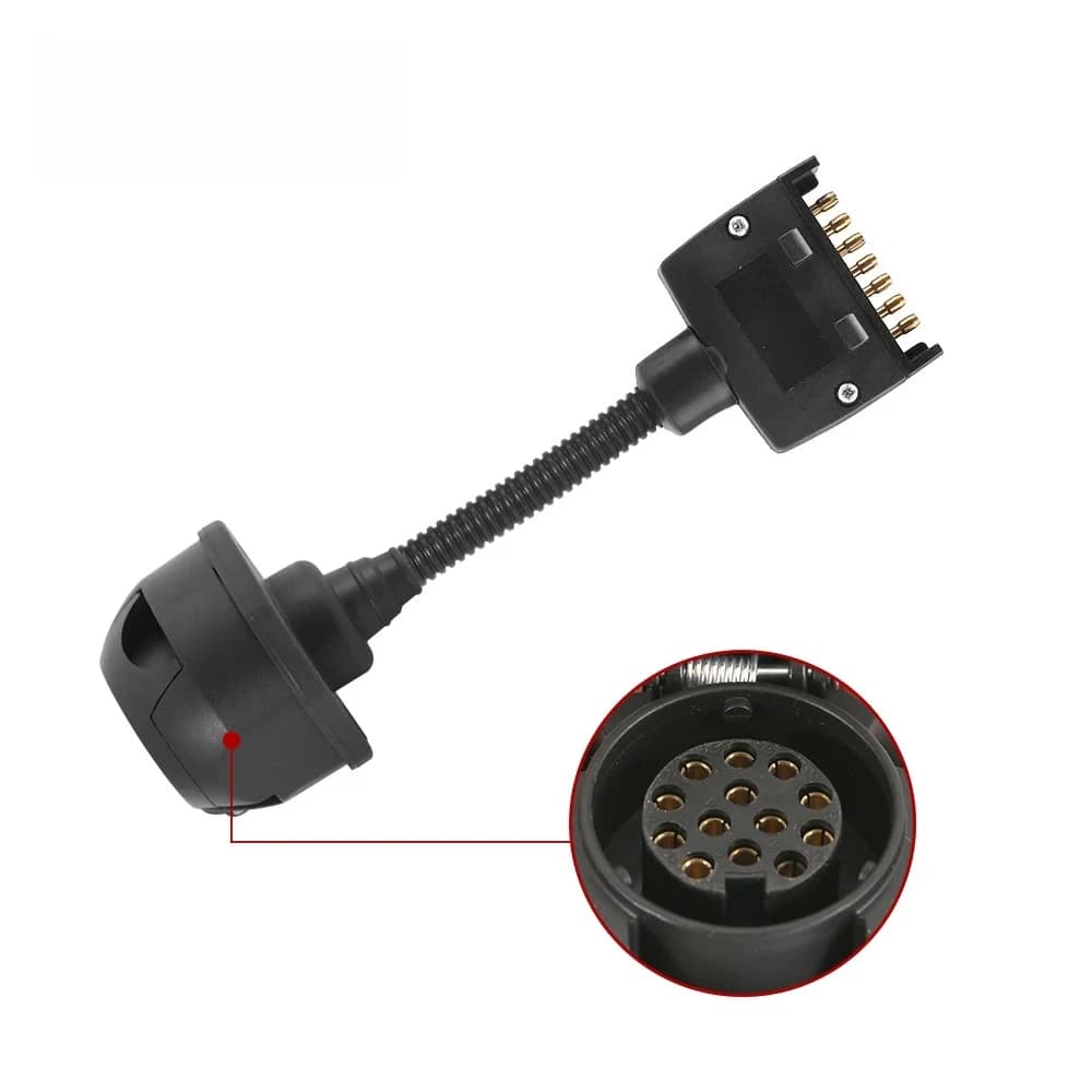 13Pin Female Socket To 7Pin Flat Male Plug Connector Extension Spiral Trailer Cable Adapter RV Camper Caravan Parts Accessories