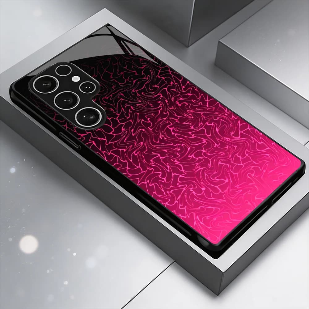 Pink black gradient pattern Tempered Glass Fashion phone case for Samsung Galaxy S26/S25/S24/S23/S22/S21FE Ultra Plus Shockproof