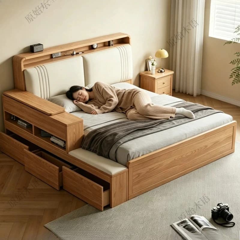 Queen Storage Kids 180x200 Bedroom Beds Unique Loft Japanese Tatami Bookcase Bedroom Beds Italian Luxury Adults Home Furniture