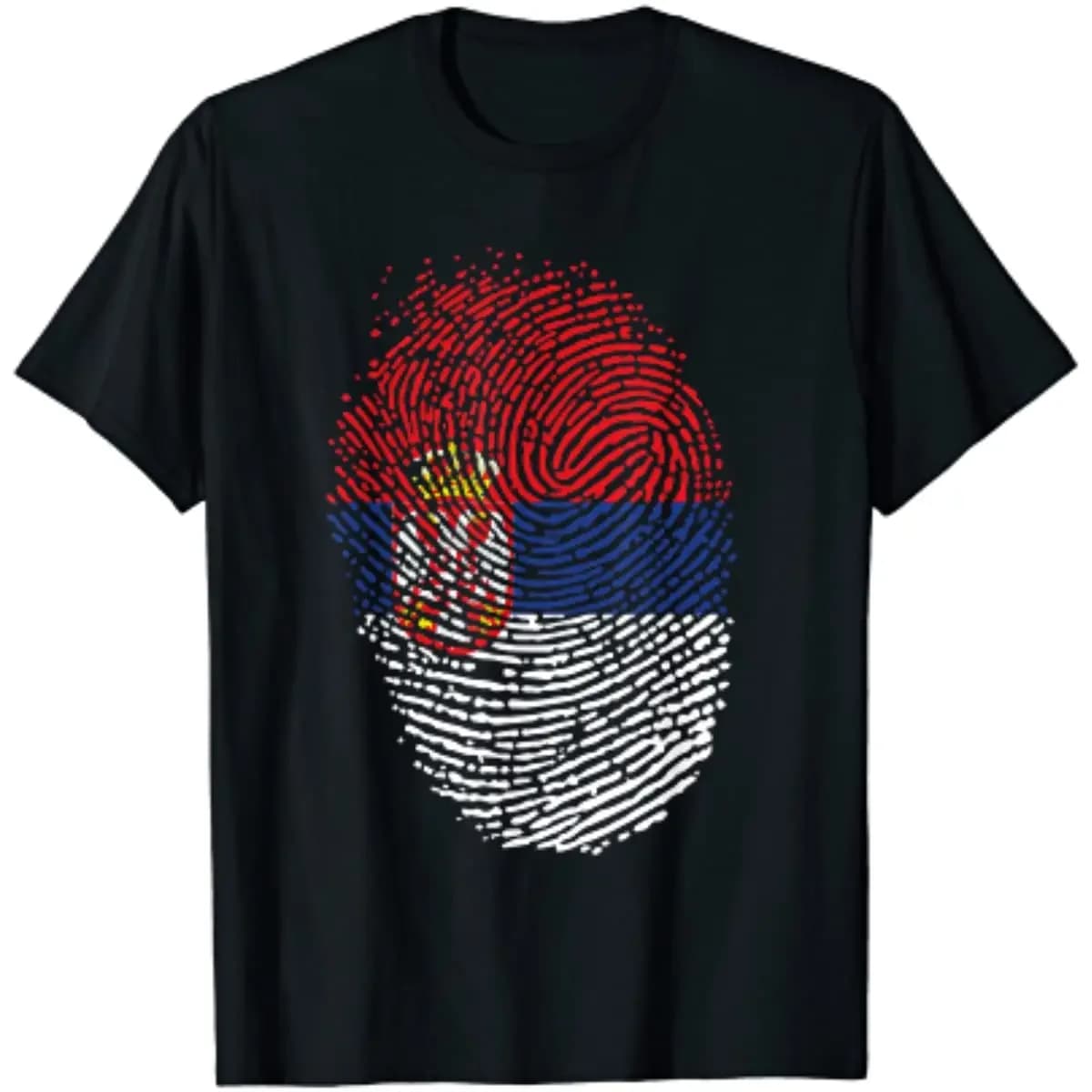 Serbian Flag Fingerprint Patriotics Serbia T-Shirt 100% Cotton O-Neck Short Sleeve Summer Casual Mens T-shirt Size S-3XL