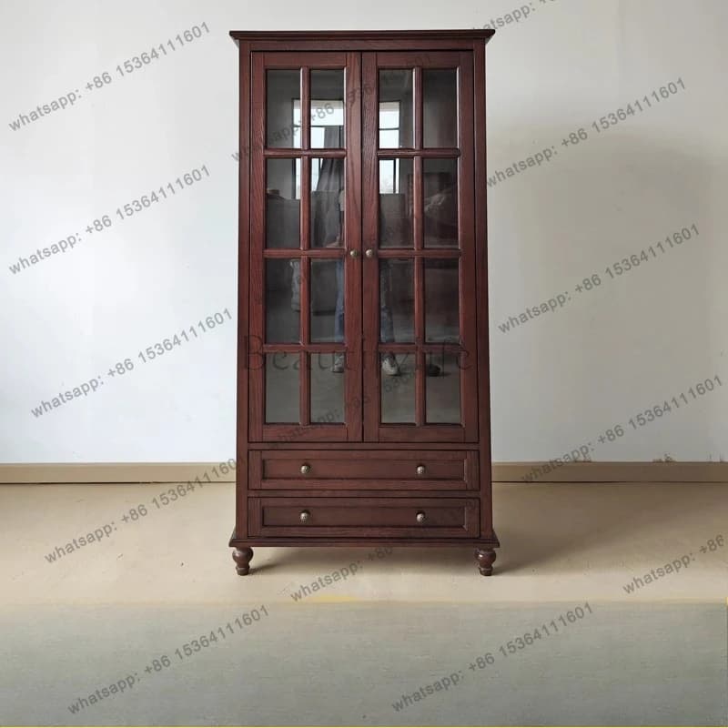 American all solid wood coffee table locker with drawers household living room
