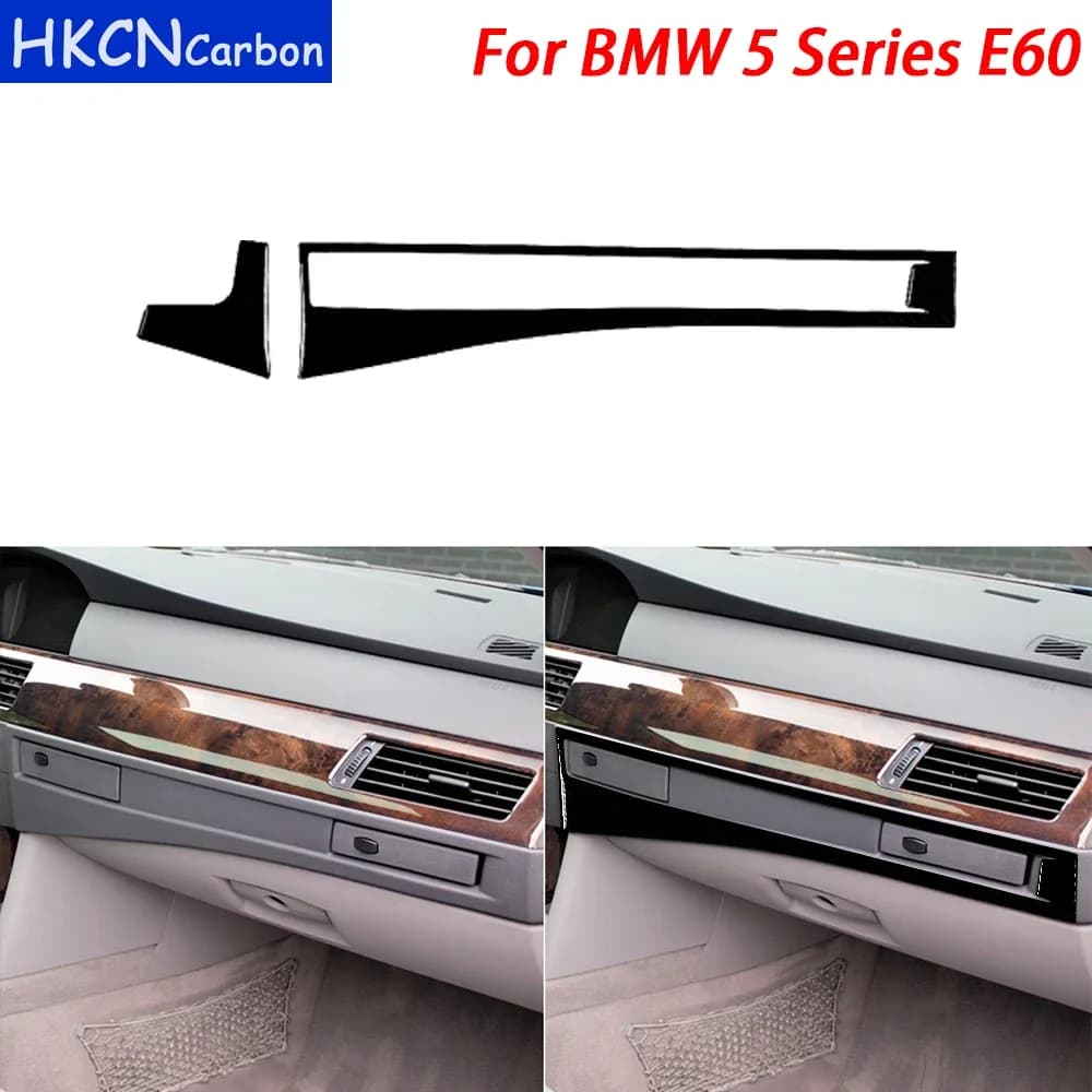 Suitable for BMW 5 Series E60 2004-2007 Accessories Carbon Fiber Car Co-Pilot Dashboard Panel Trim Strip Interior Decor Sticker
