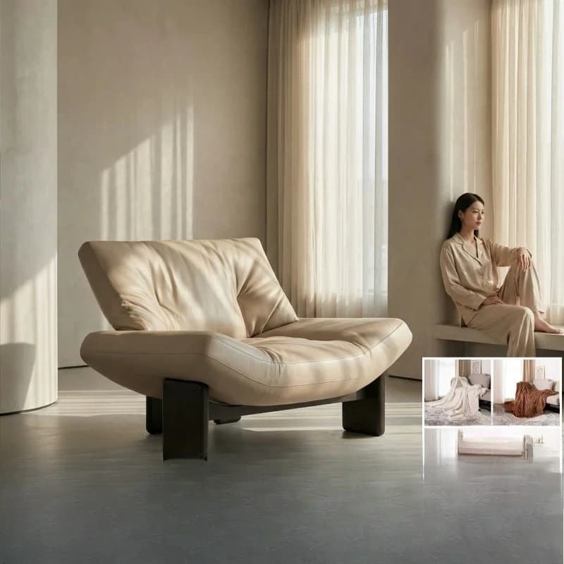 Minimalist hotel reception leather Amy single chair size apartment living room