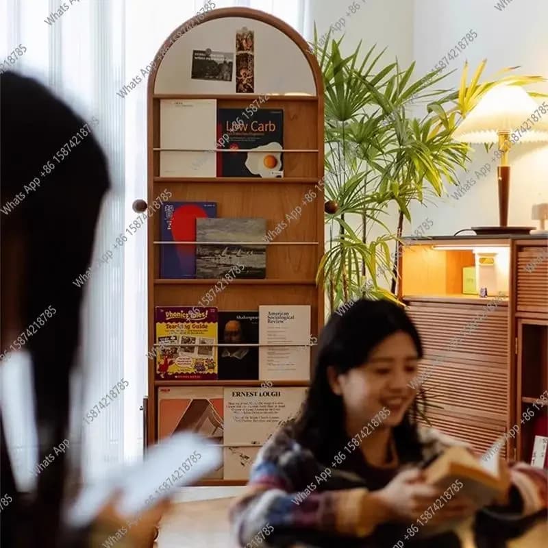 MX Solid Wood Floor-to-ceiling Full-length Mirror, Antique Household Fitting Mirror, Movable Rotating Full-length Mirror, Integr