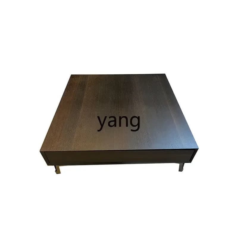 LTT Italian minimalist coffee table household living room smoked square modern minimalist tall square coffee table