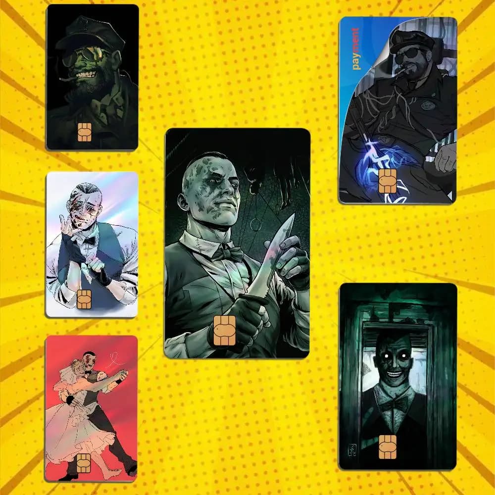 Halloween Eddie Gluskin Outlast Card Skin Stickers For Bank Card Bus Metro Card Sticker Holographic Laser Credit Debit Stickers