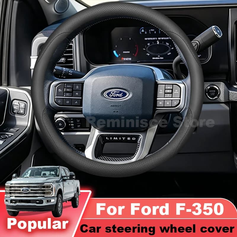 Leather Car Steering Wheel Cover For Ford F-350 F 350 2009-2026 Non Slip Auto Steering Wheel Cover For Ford F 150 Accessories