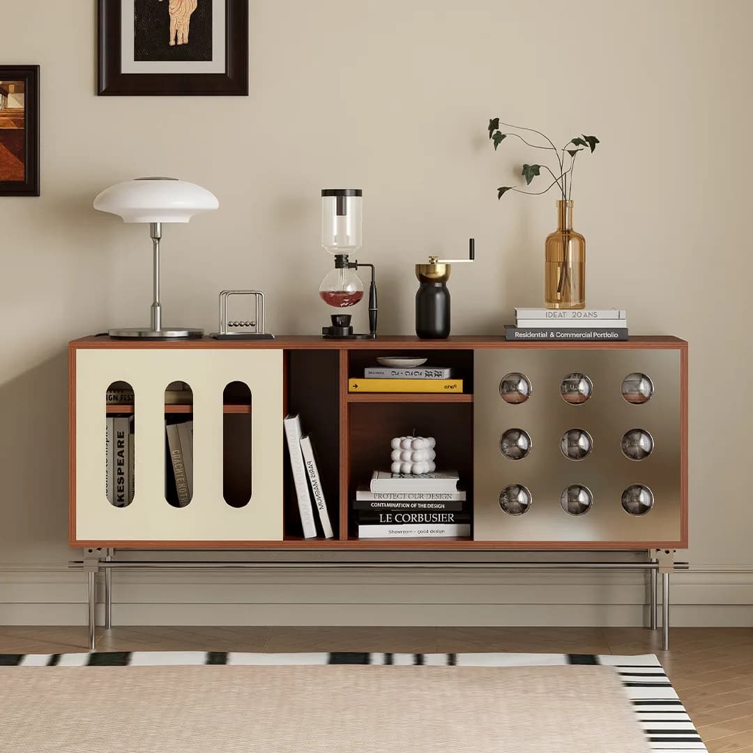 XL Acrylic Stainless Steel Low Cabinet TV Cabinet Ocean Board Color-Block Small Apartment Living Room Side Cabinet