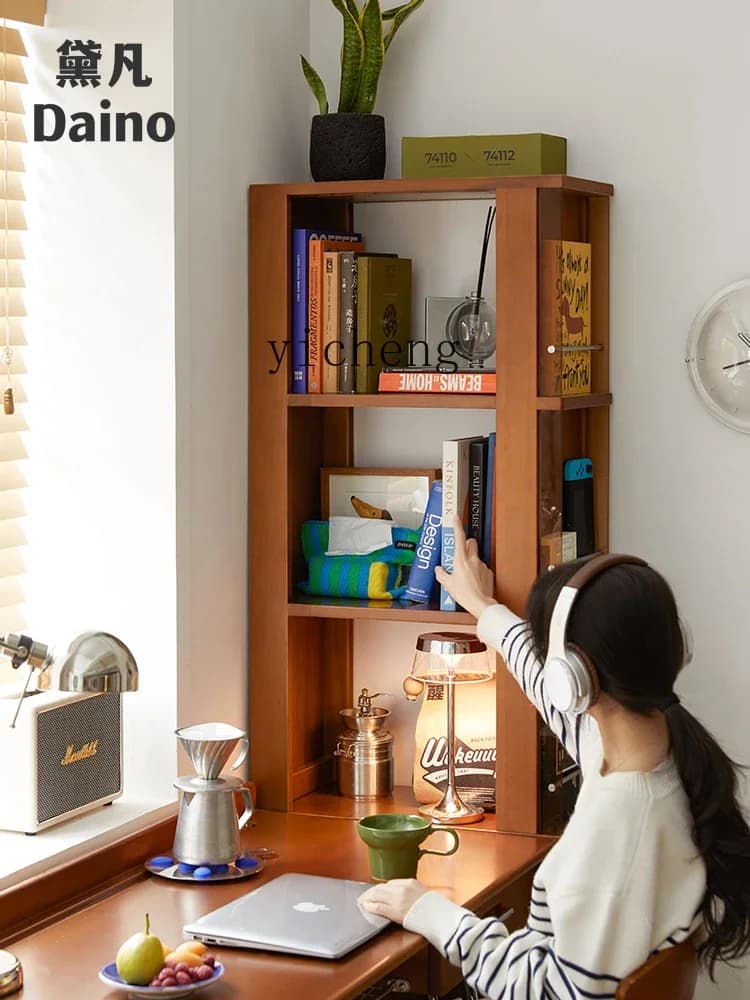 DSA  solid wood corner bookcase rack storage between cracks retro ultra-narrow floor combination cabinet