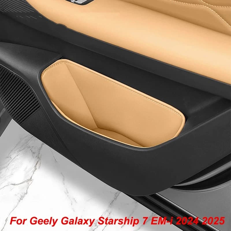 For Geely Galaxy Starship 7 EM-i 2024 2025 Door Storage Box Door Slot Mat Suede Protective Pad Leather Car Accessories