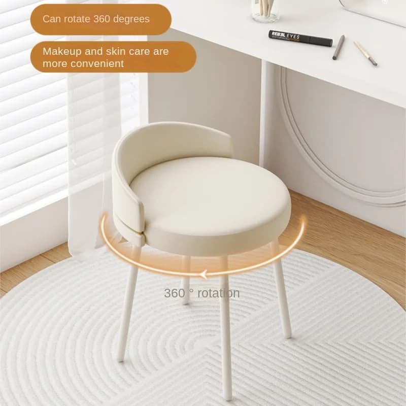 MOMO Bedroom Makeup Stool Light Luxury Simple Modern Dressing Stool Cream Style Household Makeup Chair Celebrity Ins Nail Stools