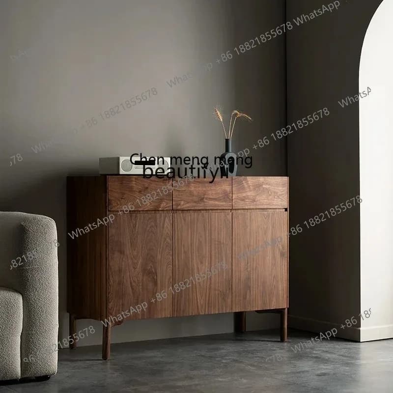 SS ss7486 Nordic black walnut solid wood dining edge, simple and modern entrance,  living room sofa side cabinet, storage cabine