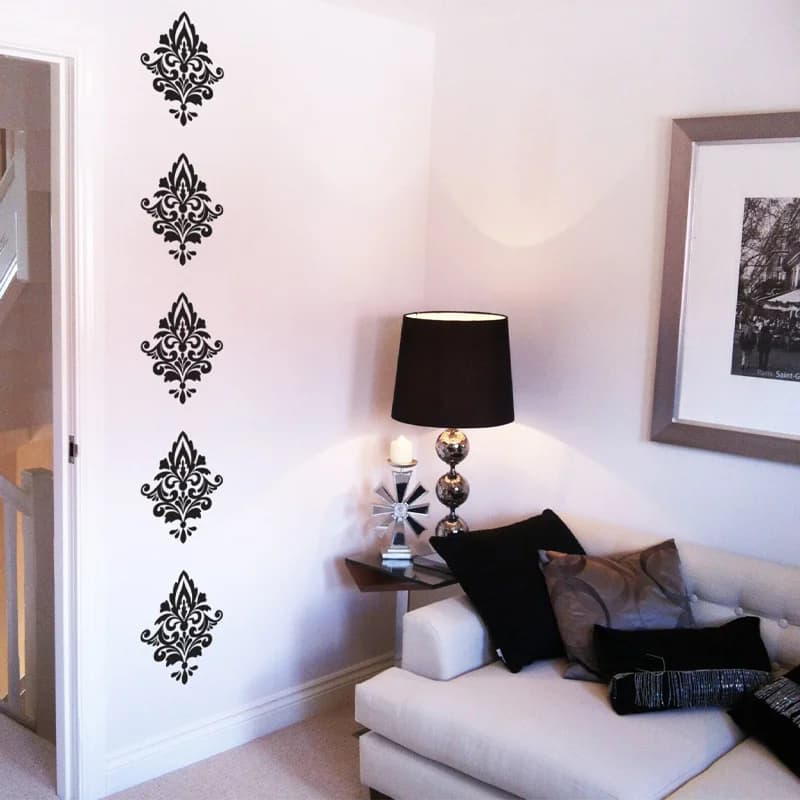 Damask Wall Stickers Vinyl Modern Home Decor for Living Room Bedroom Wall Tattoo Design Patterns Decoration Decals Murals Q076
