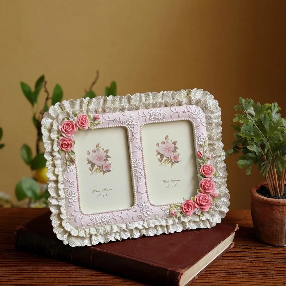 European retro double photo frame, Korean carved high-end photo frame, gift wedding photo frame