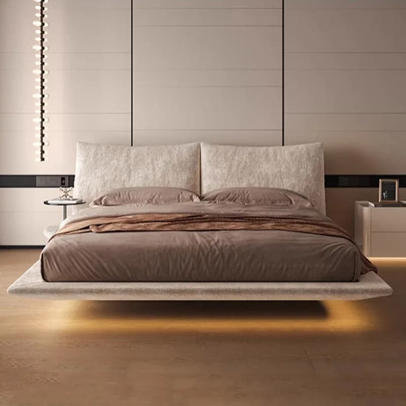 Double Frame Bed Modern European Beauty Floating Design Space Saving Safe Bed Sleeping Queen Letto Matrimoniale Home Furniture