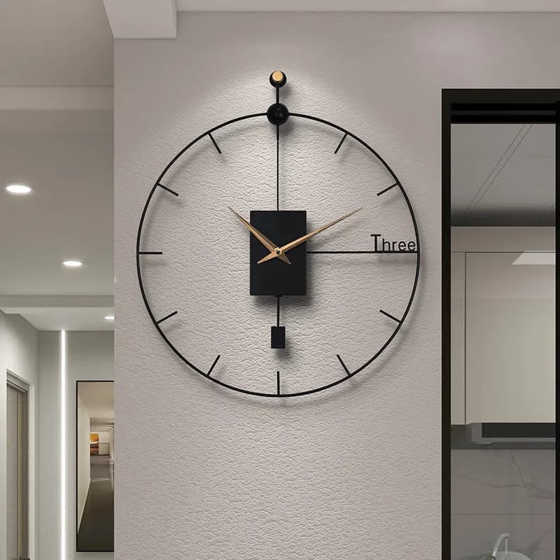 Modern Design Mute Wall Clock Swingable Metal Wall Clocks Living Room Vintage Pendulum Clock Large Brief Wall Home Decor Gift