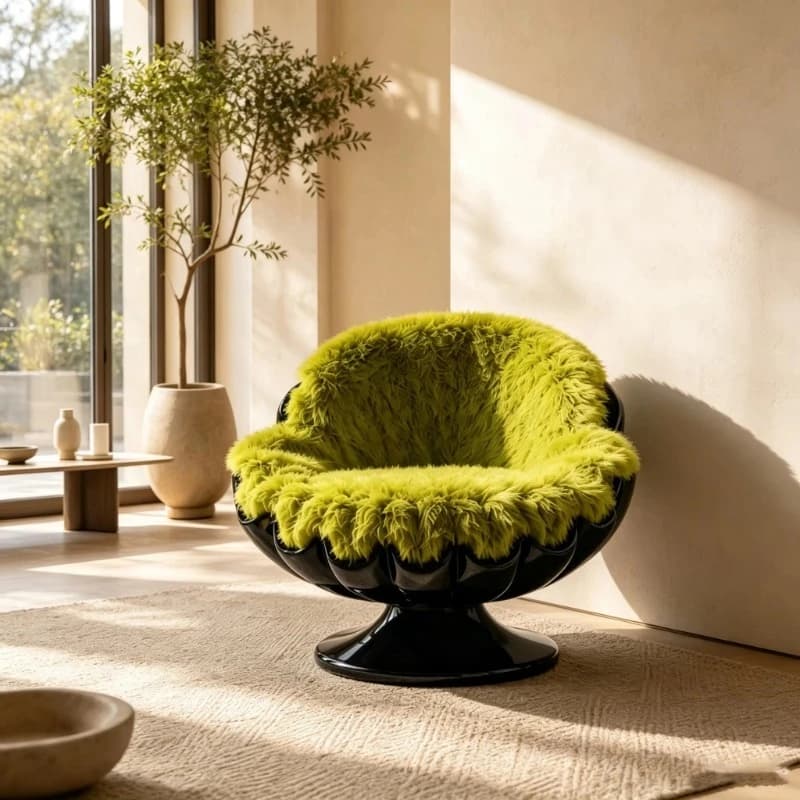 Glossy shell recliner with integrated fiberglass base single seat