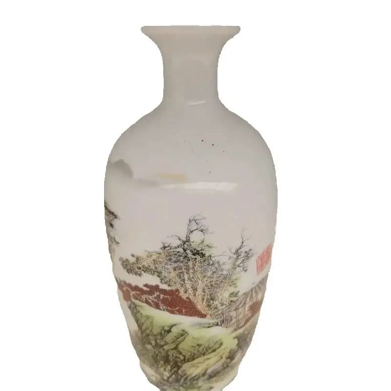 Chinese Old Porcelain Vase, pink Landscape Figure Patterns Traditional Decorative flower vase