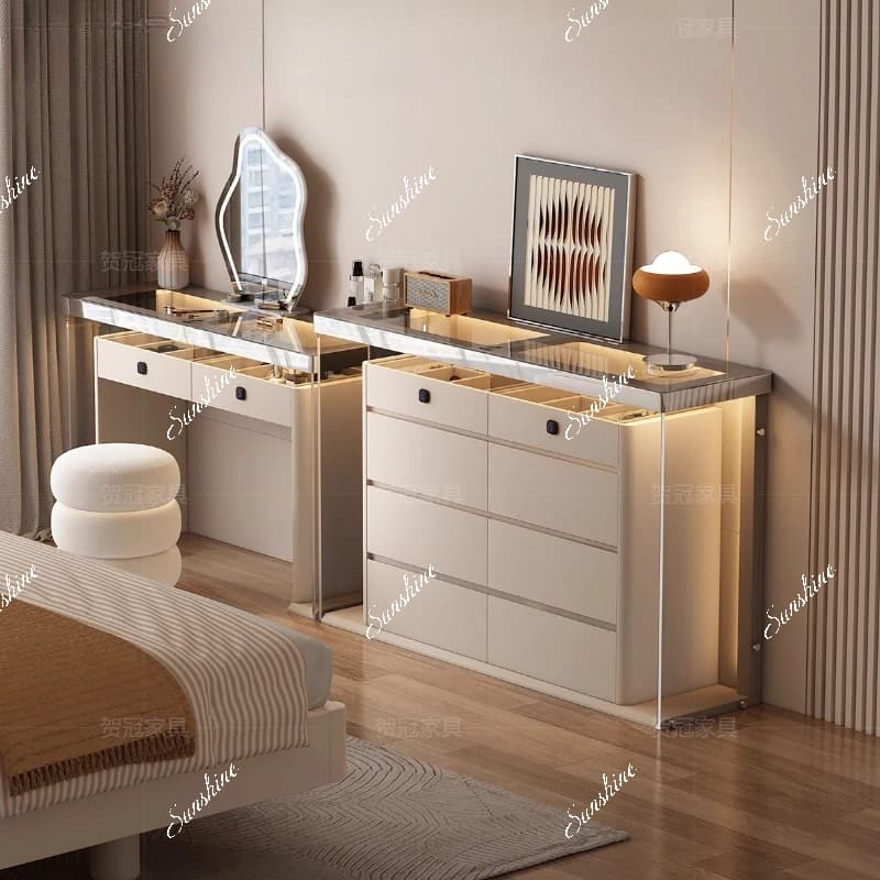 Light luxury high-end master bedroom dresser jewelry cabinet integrated cloakroom glass with fingerprint lock