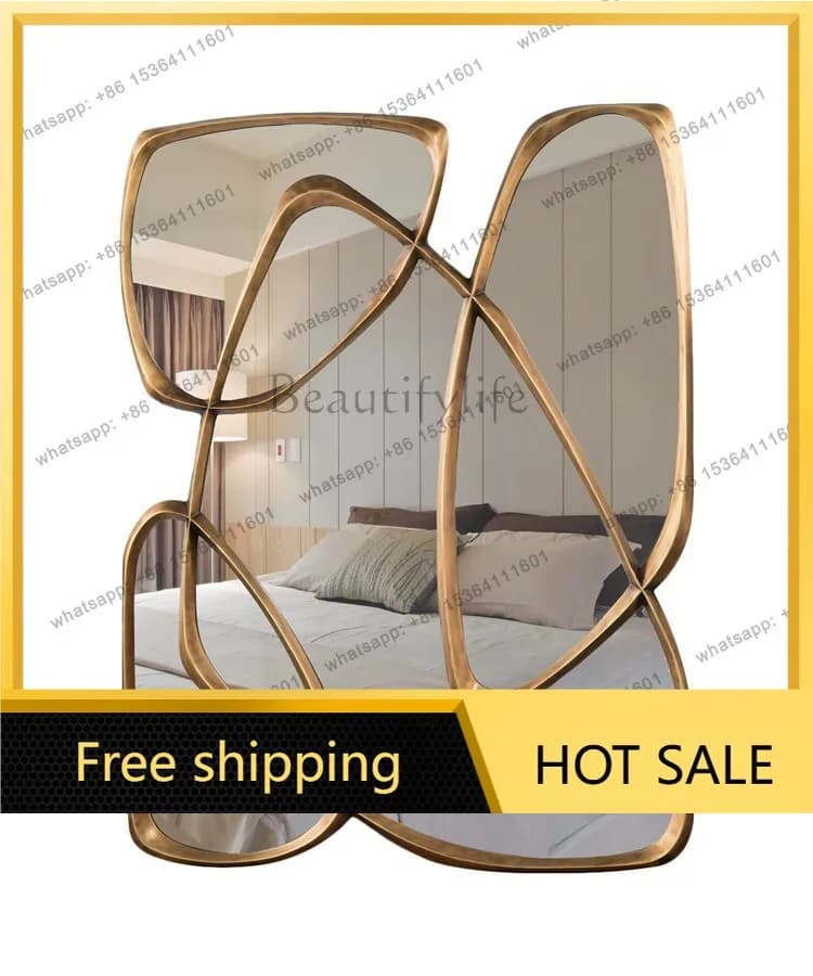 LS American special-shaped decorative enigma mirror dining side guest restaurant light luxury creative background art mirror