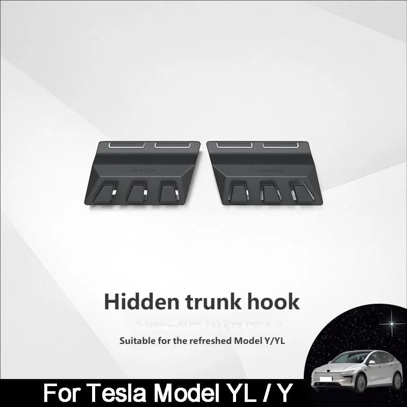 For Tesla Model Y/YL Side-Mounted Hidden Storage Hook Holder ABS Interior Car Accessories Rear Trunk Hooks 2Pcs