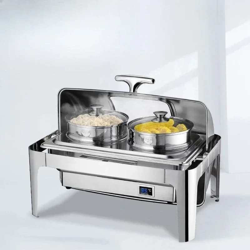 For Buffet Electric Heating Double Head Steamer Steamer Bag Steamer Hotel Commercial Buffet Breakfast Dim Sum Buns Steamed Bread