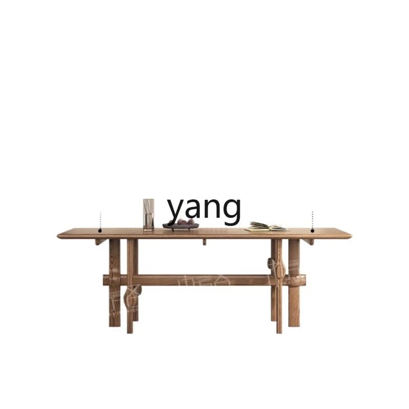 LMM all solid wood dining table Nordic rectangular log desk integrated island