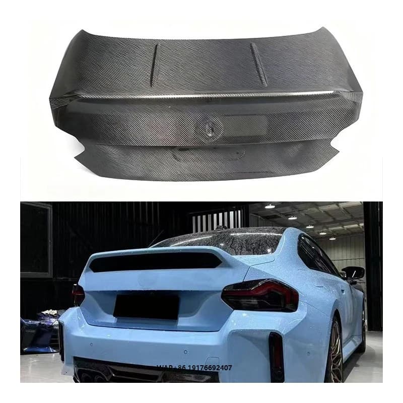 New M2 G87 Dry Carbon Fiber Tail Cover with Exhaust Cut-Out-Bolt-On Universal Fitment 1 Year Warranty