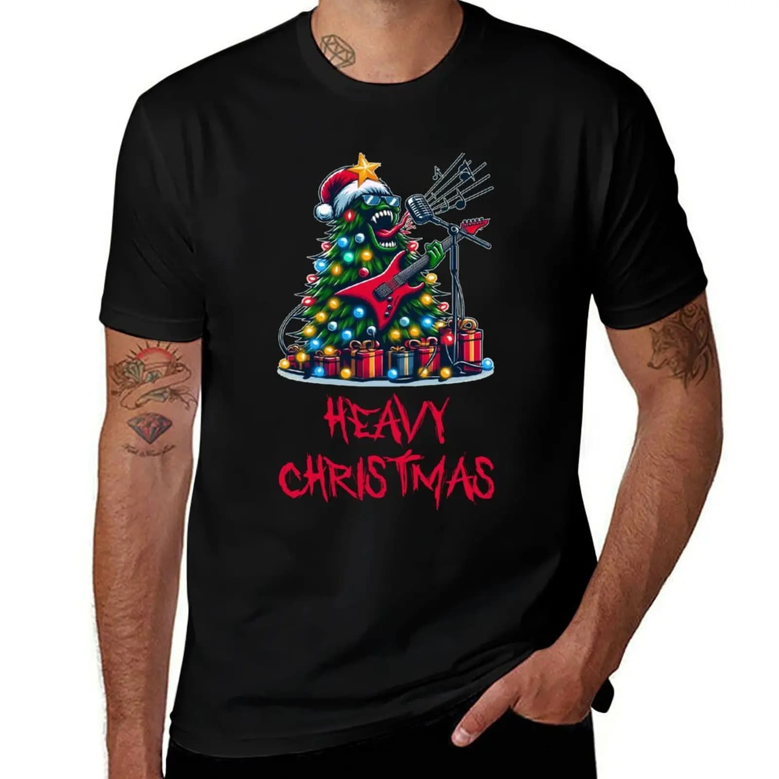 Heavy Metal Christmas T-Shirt Street Fashion Casual Tee Shirt T-Shirt