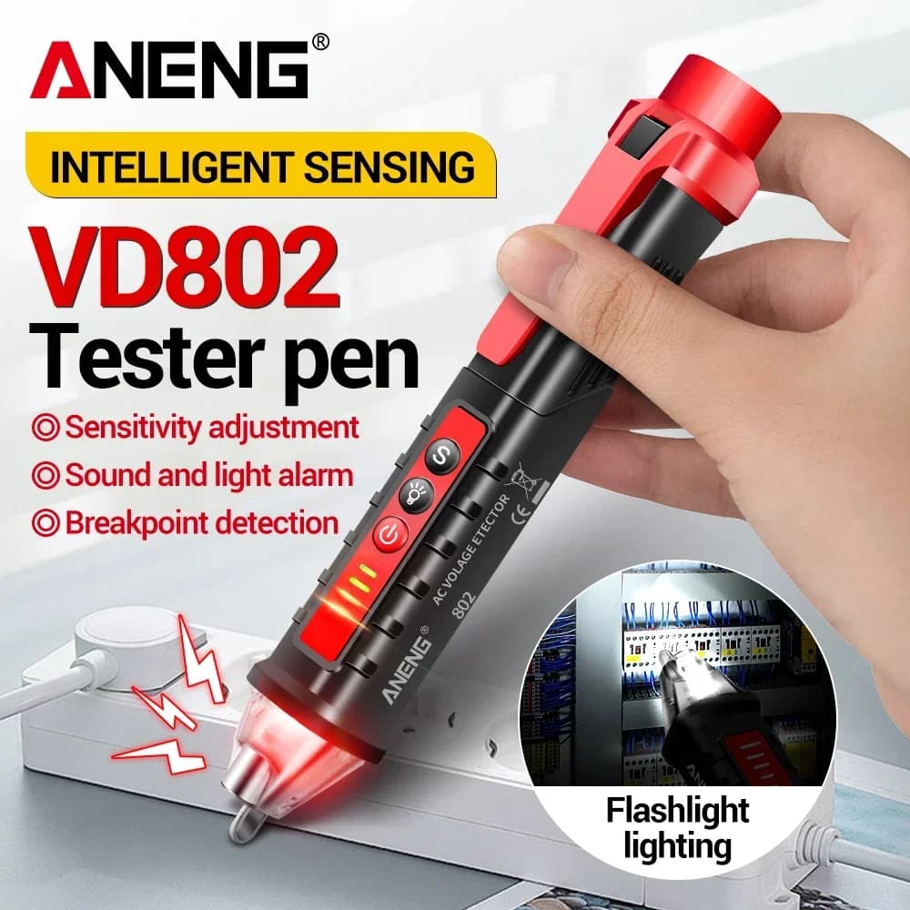 Non-contact AC Voltage Detector Tester ANENG VD802  Meter Voltage 12V-1000v Pen Style Electric Indicator LED voltage meter tools