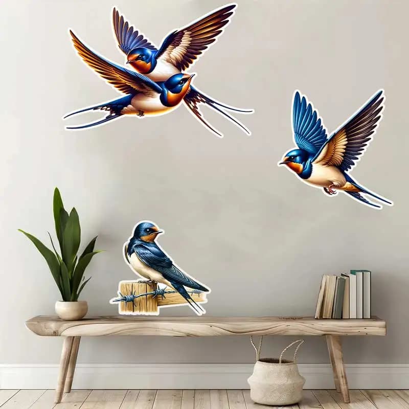 Swallow bird wild animal Art wall Stickers living room sofa background Decoration home Decoration children's room decals CM78