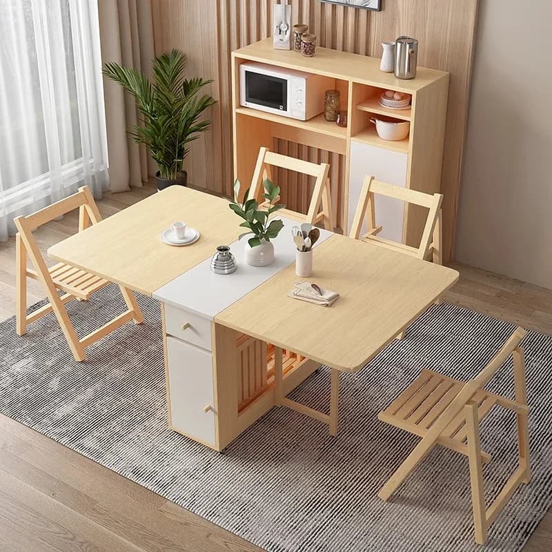 Mid Century Nordic Dining Table With Chairs Design Foldable Unique Modern Multifunctional Furniture Dining Table