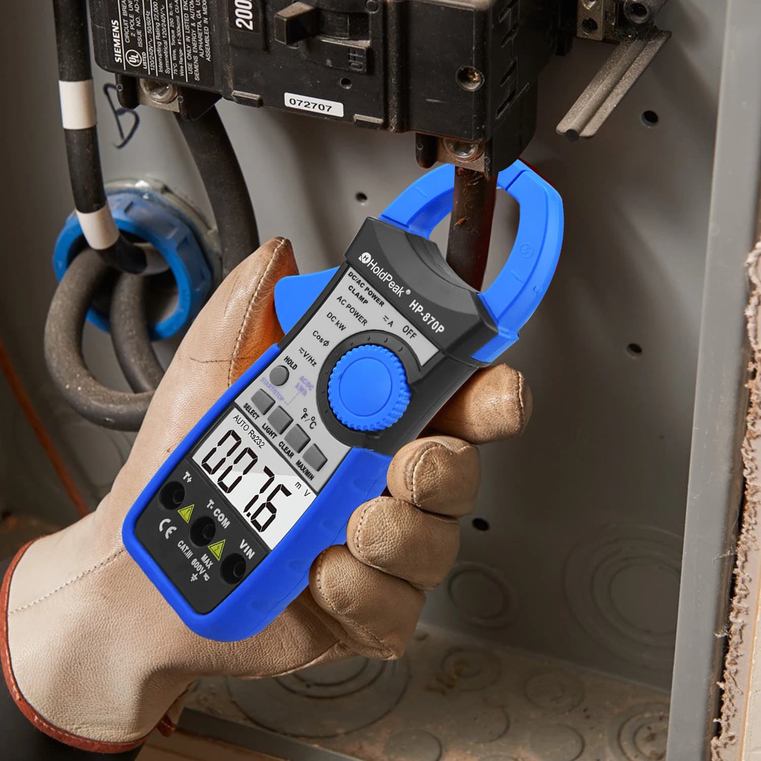 Digital AC/DC Clamp Meter True RMS Power Multimeter 1000A 600V Watt kWh Energy Temperature Tester Backlight Auto Range HP-870P