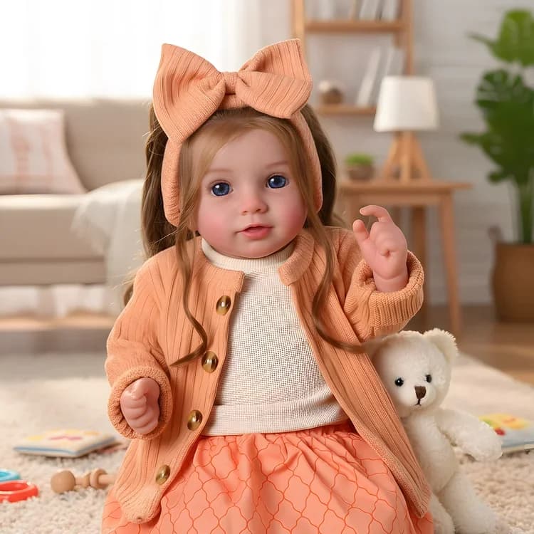 Dara Smiling Reborn Baby Dolls 20 Inch Toddler Girl With Open Eyes Vinyl Limbs and Soft Cotton Cloth Body
