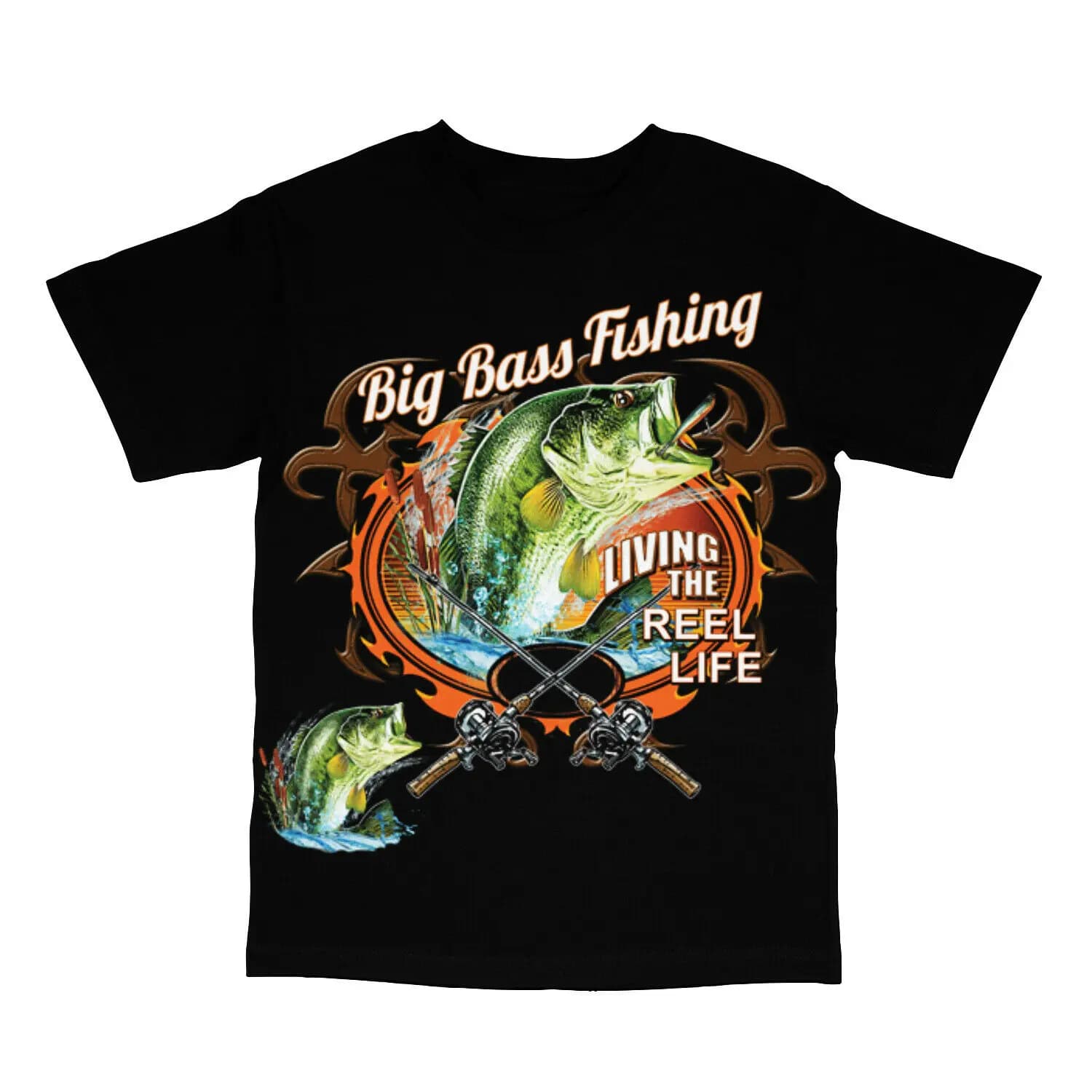 Big Bass Fishing T-Shirt Outdoor Angler Tee Men's 100% Cotton Casual T-shirts Loose Top Size S-3XL