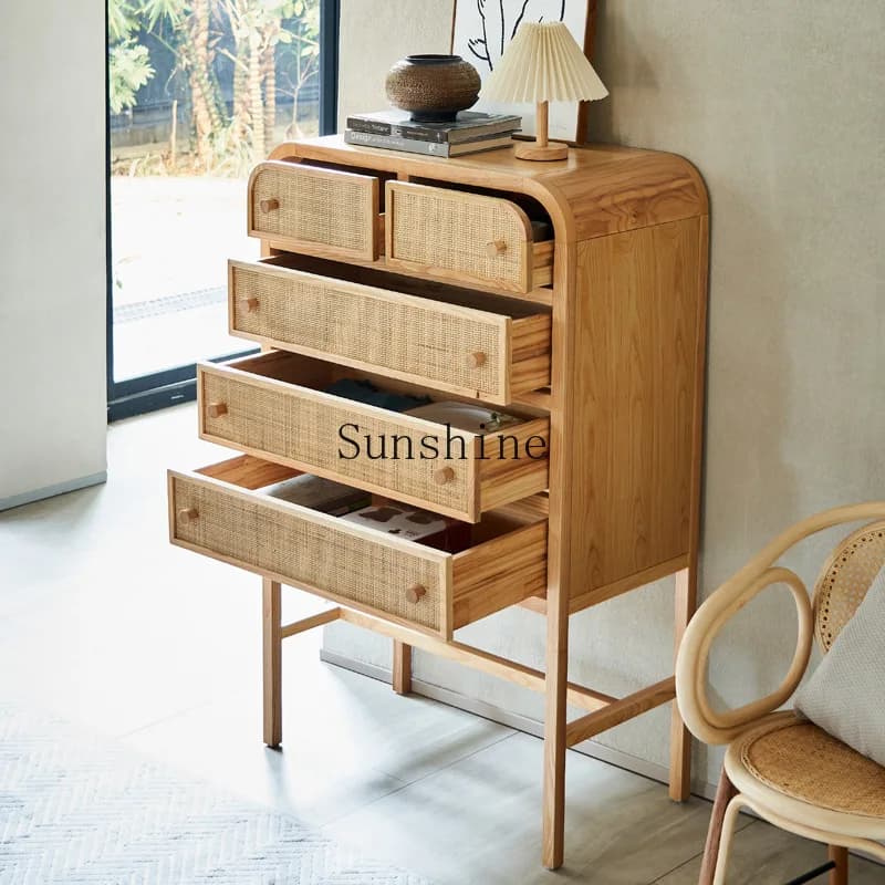 New Chinese-style solid wood dining side cabinet household multi-functional drawer storage cabinet