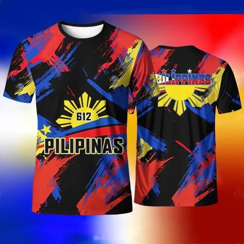 Men's T-shirt with 3D print of the Philippines Sun Star flag, patriotic Philippines T-shirt, breathable, quick-drying, casual, s