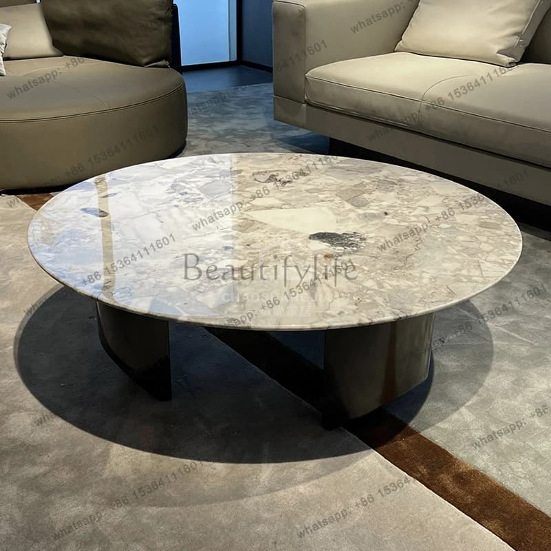 Italian simple luxury natural marble coffee table modern light luxury simple coffee table