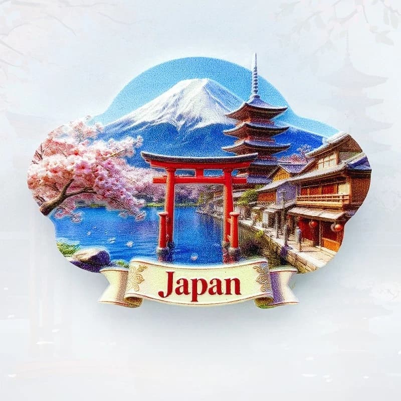 Japan Landmarks Fridge Magnet - Iconic 3D Fuji Shrine & Pagoda Set Unique Japanese Culture Gift for Travel & Zen Home Decor
