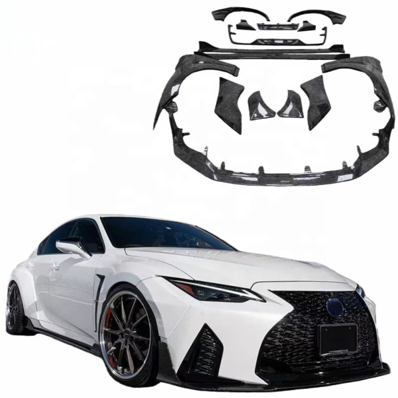 2021-2022 IS ART Style Carbon Fiber Wide Body Kit Front Lip Side Skirt Rear Diffuser Spoiler Car Exterior Styling Parts