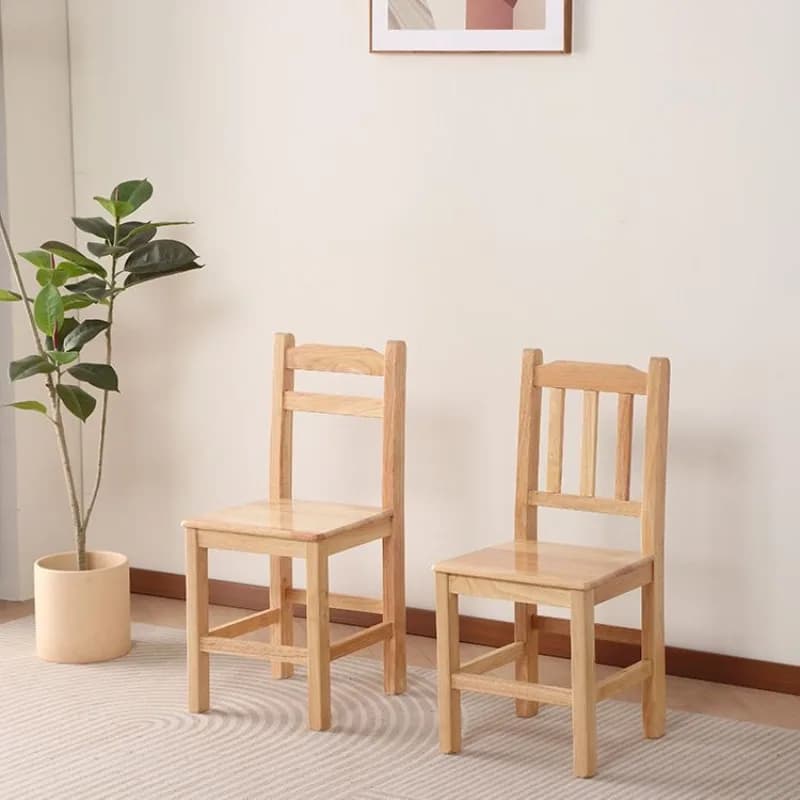 Natural Solid wood stool Small Adult Children's back chair Backrest Solid wood living room chair Wood low stool bench